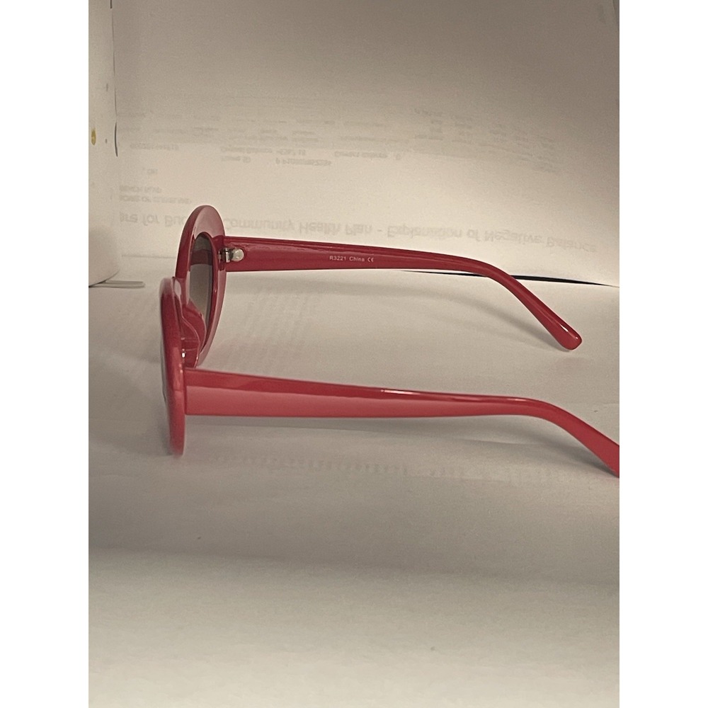 Vintage Bold Round Cat Eye Solid Red - image 2